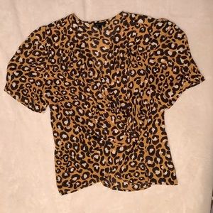 Cheetah print poof sleeve blouse